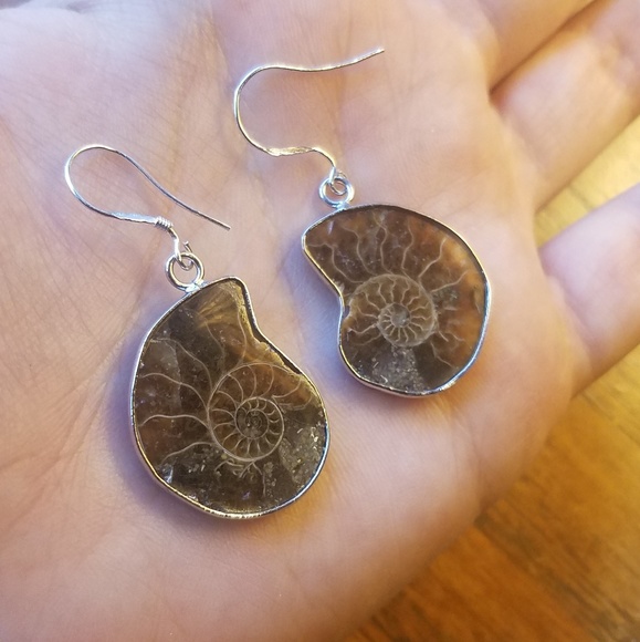 Jewelry - *RARE* Sterling Ammonite Fossil Earrings